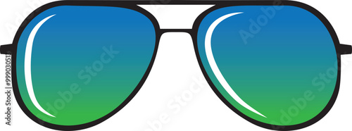 Polarized Lenses Gradient blue green Aviator sunglasses icon.