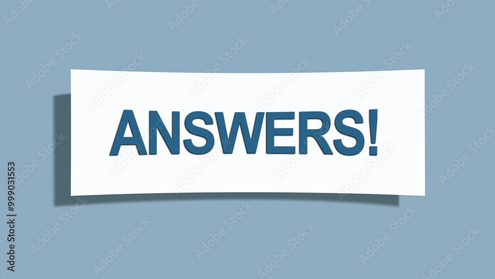 Answers. A card isolated on blue background.
