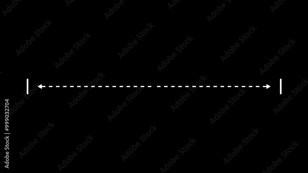 Measuring distance length dotted line animation, isolated on transparent background with alpha channel, alpha channel,