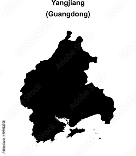 Yangjiang blank outline map photo