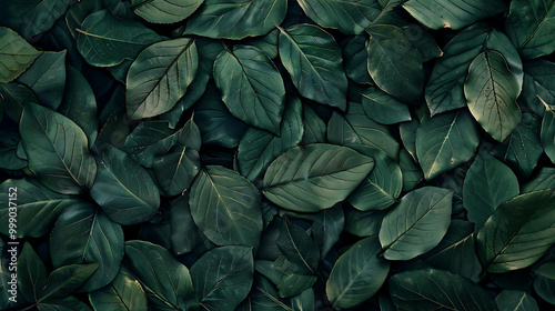 A close up of deep green leaves.