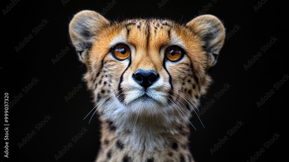 Realistic Lynx Portrait Against Dark Background