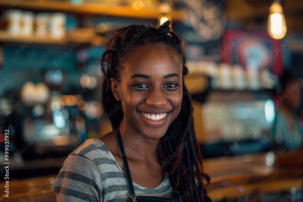 Portrait of a smiling young woman in coffee shop Portrait of a smiling young woman in coffee shop