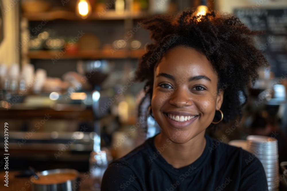 Portrait of a smiling young woman in coffee shop Portrait of a smiling young woman in coffee shop