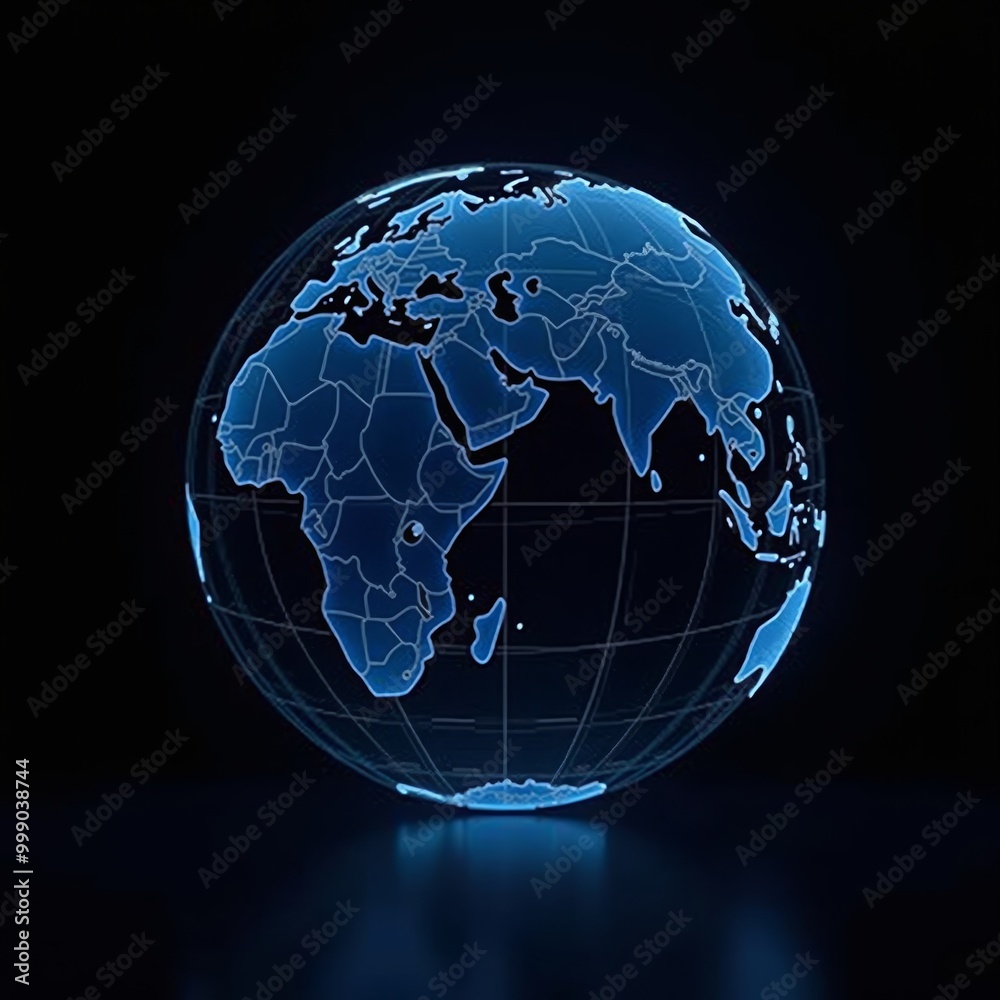 blue earth globe hologram on black background blue earth globe hologram on black background
