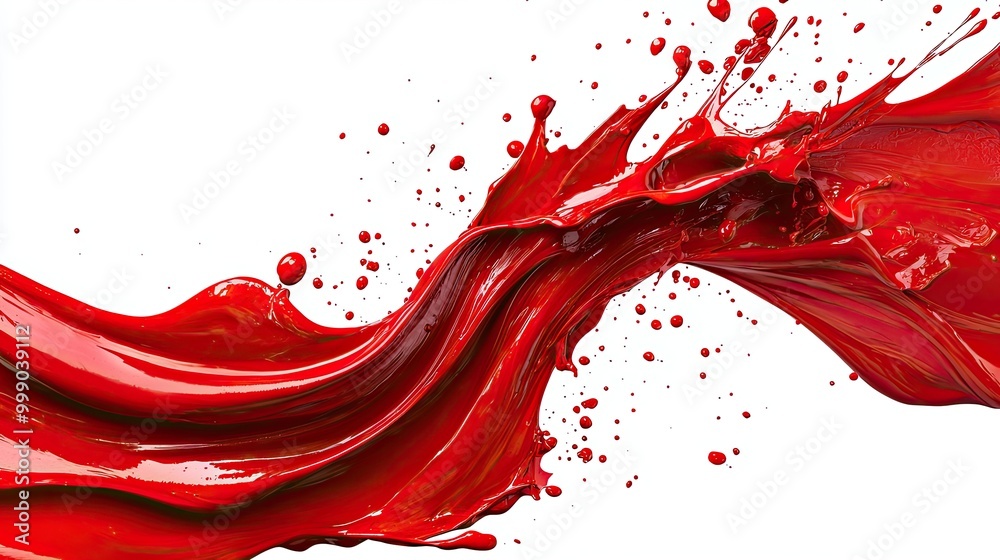 Dynamic red paint splash on white isolated background. Dynamic red paint splash on white isolated background.