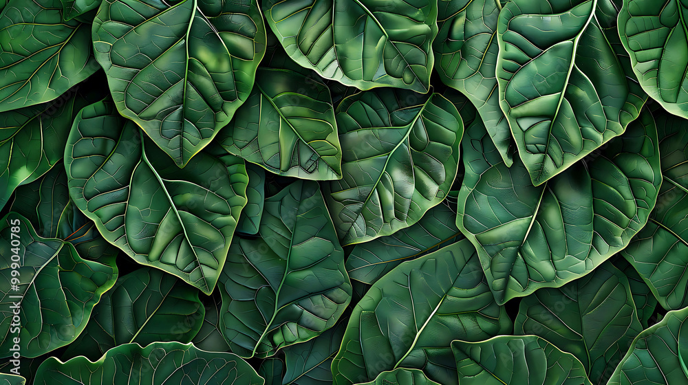 Fototapeta premium Lush green leaves create a natural background.