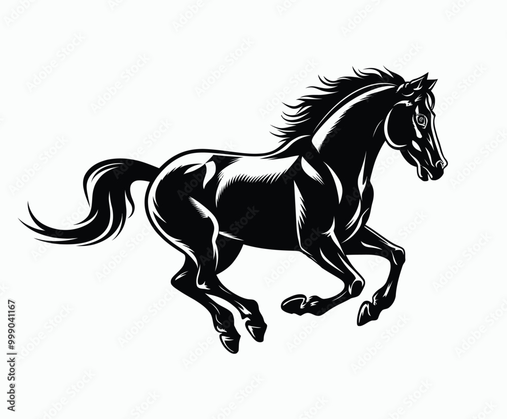 Obraz premium Running Horse Silhouette EPS Vector File Isolated Illustration Template on a white background