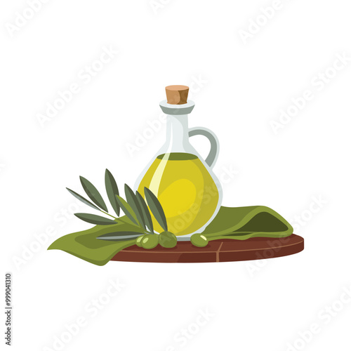 A olive oil bottle flat icon illustration design 