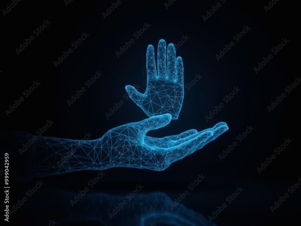 hologram of hand doing gestures on black background hologram of hand doing gestures on black background