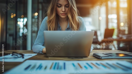 Make this title 200 characters
Businesswoman in business meeting using laptop computer proficiently at office for marketing data analysis . corporate business team collaboration concept . analysis dat photo