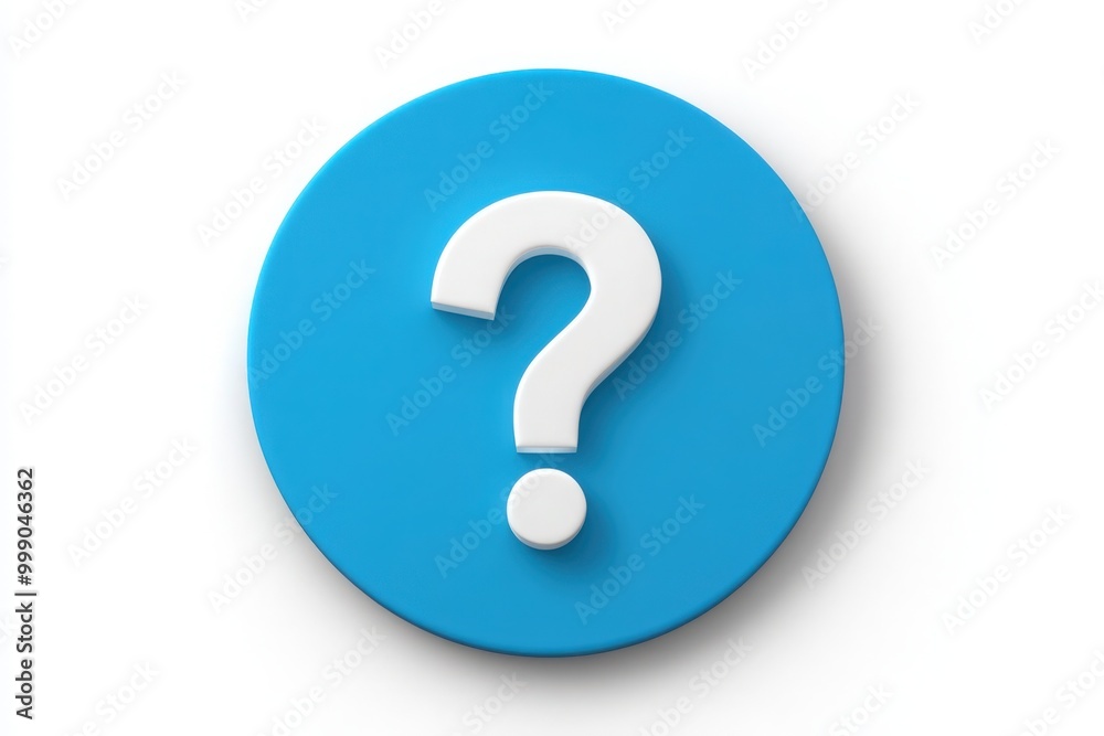 Blue circle with white question mark on white background. Blue circle with white question mark on white background.