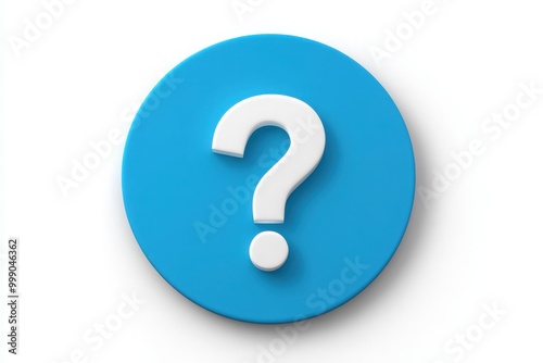 Obraz na płótnie Blue circle with white question mark on white background. w salonie