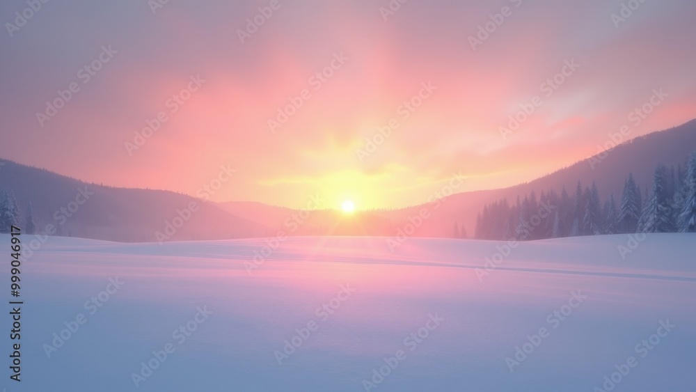 Generative AI,
a snowy landscape with trees and a sunset in the background with a pink sky and a sun setting over a mountain, sunrise, a matte painting, dau-al-set Generative AI,
a snowy landscape with trees and a sunset in the background with a pink sky and a sun setting over a mountain, sunrise, a matte painting, dau-al-set