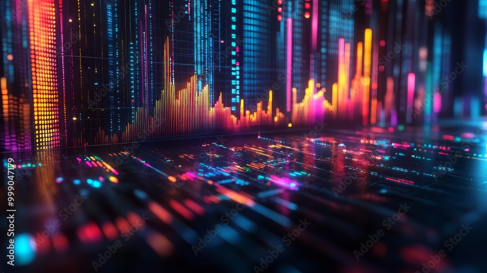 Obraz premium Financial Data Analysis and Strategy with Tech Hologram Concept Ultra realistic. Photorealistic