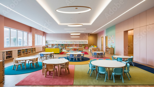 Beautiful interior design of an empty kindergarten