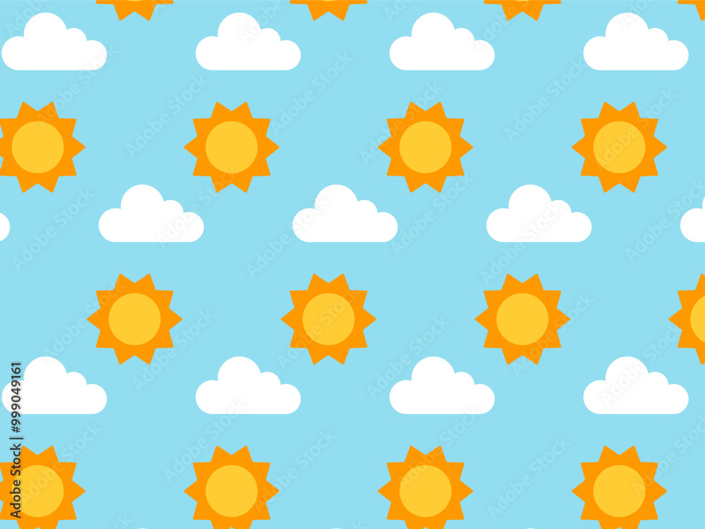 Pattern sun and clouds. Vector illustration in flat style Pattern sun and clouds. Vector illustration in flat style