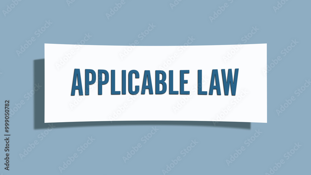 Applicable Law. A card isolated on blue background. Applicable Law. A card isolated on blue background.