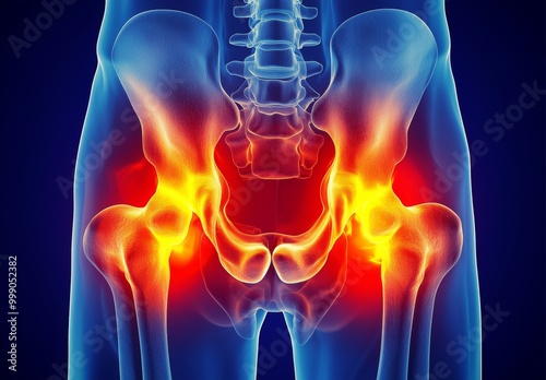 The 3D representation of a painful hip joint based on medical x-rays