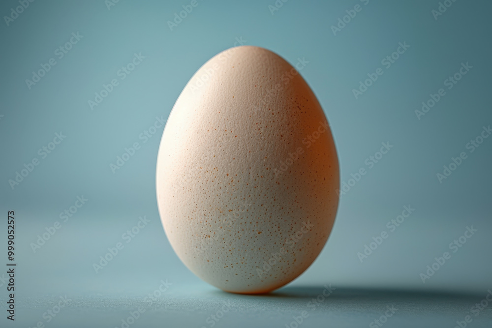 Egg Minimalism: A Single Egg on Blue Background Egg Minimalism: A Single Egg on Blue Background