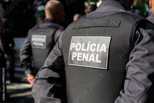 Military police officers from the penal area are seen in formation during the celebration of Brazilian Independence Day in the city of Salvador, Bahia.