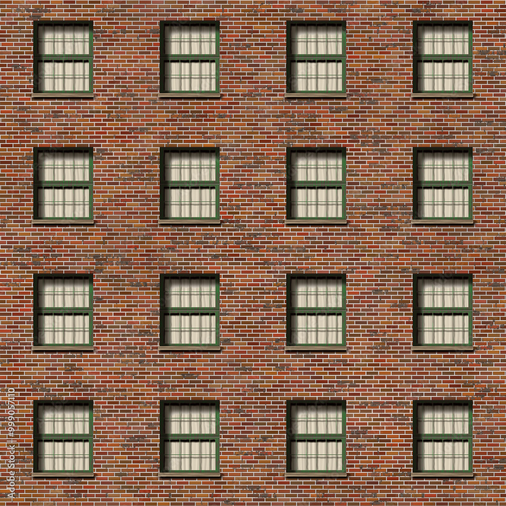 Obraz premium Brick wall facade with windows