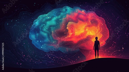 Inside a human mind, a person trapped in his own thoughts. Brain in the shape of a labyrinth. Decisions to be made. Choices to make. Mental problems, Intellectual difficulties. Ai generative photo