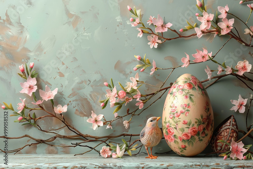 Spring Blossom and Decorative Bird Eggs 