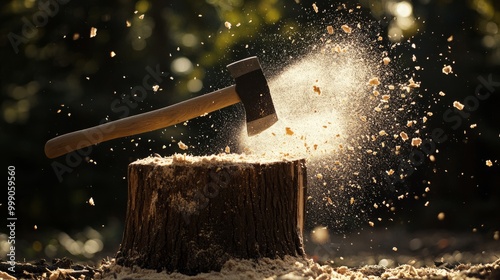 Axe Chopping Wood