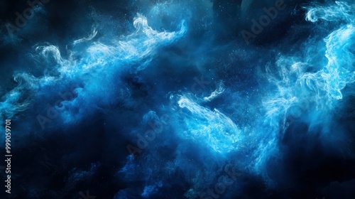 Abstract Blue Nebula with Stars in Space