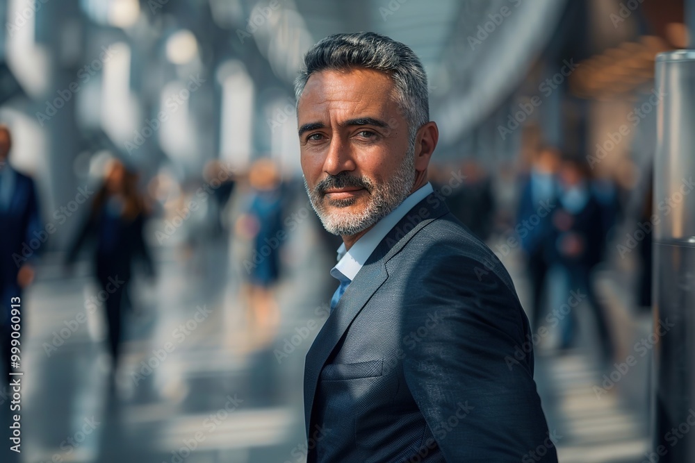 A man in a suit stands confidently amidst a busy city street. . A man in a suit stands confidently amidst a busy city street. .