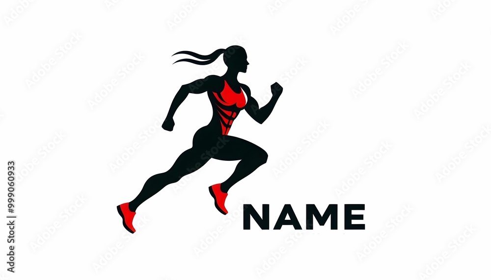 red and black minimalist logo silhouette of Athlete doing exercise on white background red and black minimalist logo silhouette of Athlete doing exercise on white background