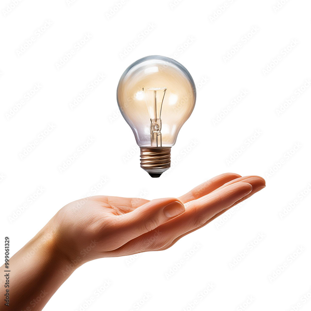 A hand holding a lit lightbulb A hand holding a lit lightbulb
