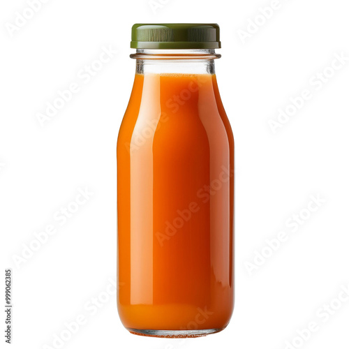 Glass bottle of orange juice