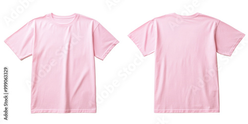 photo mockup of pink tshirt without inscriptions on front and back isolated on white background 