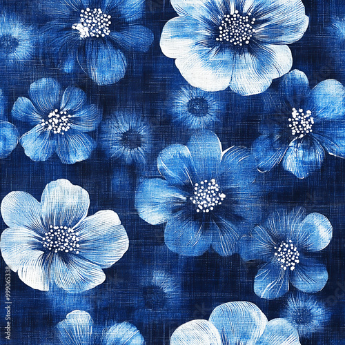 Seamless traditional Japanese abstract shibori pattern in indigo blue and white, celebrating the beauty of imperfection.