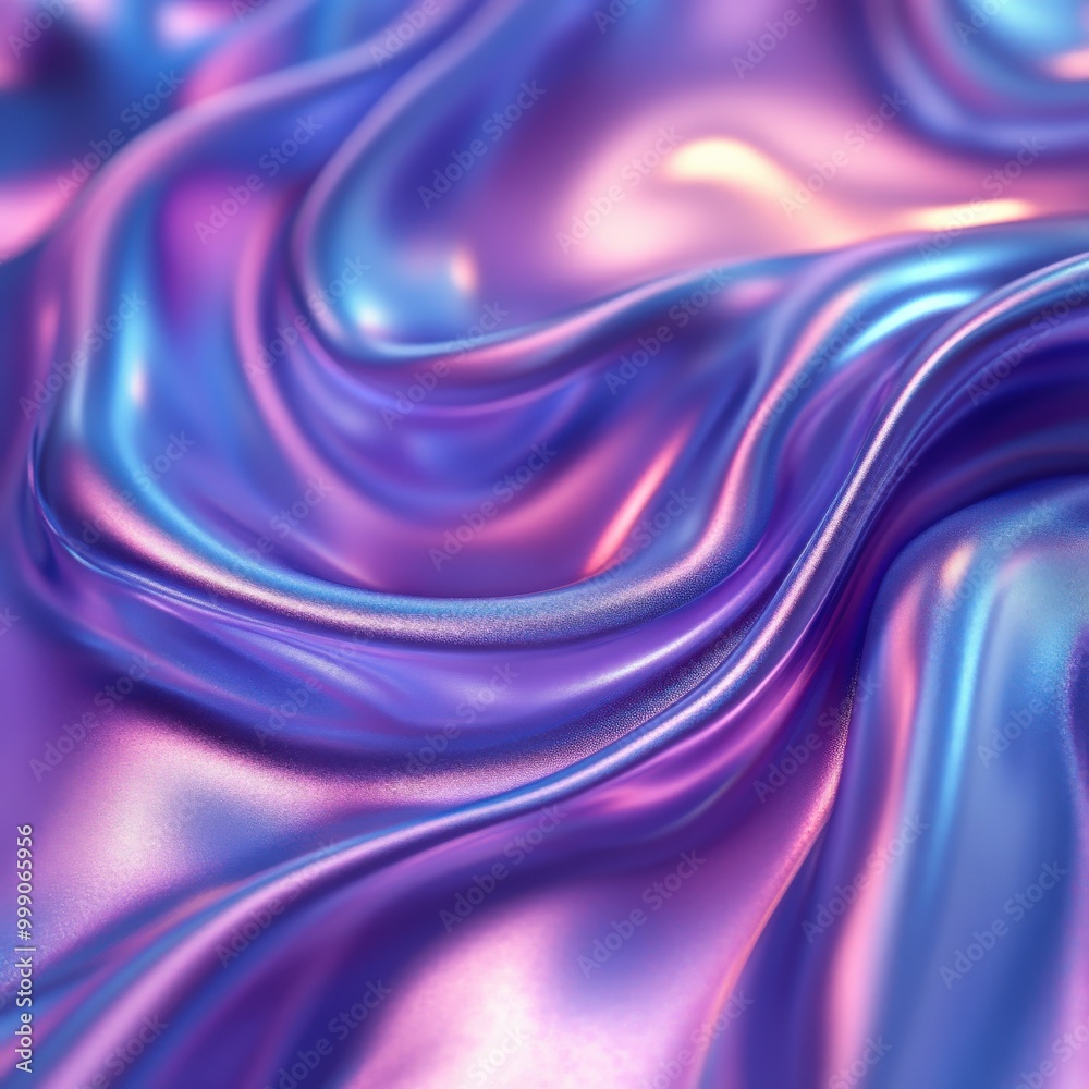 Fototapeta premium Vibrant Blue and Purple Liquid Waves with Neon Glow Reflection