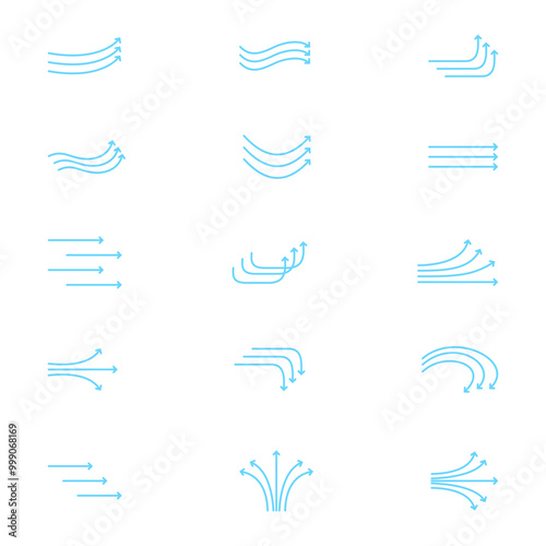 Set of Air flow arrow lines. Icon vector