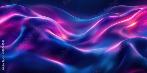 Vibrant Blue and Purple Liquid Waves with Neon Glow Reflection