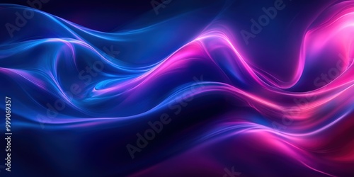 Wallpaper Mural Vibrant Blue and Purple Liquid Waves with Neon Glow Reflection Torontodigital.ca