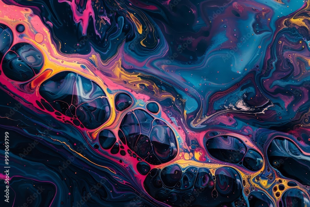 Vibrant abstract painting, complex shapes, dynamic visual, 8K ...