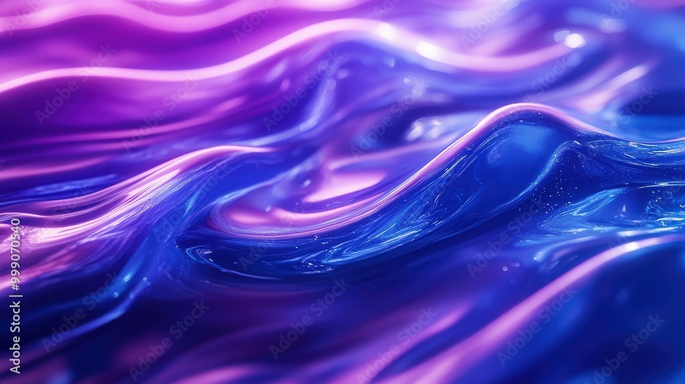Vibrant Blue and Purple Liquid Waves with Neon Glow Reflection Vibrant Blue and Purple Liquid Waves with Neon Glow Reflection