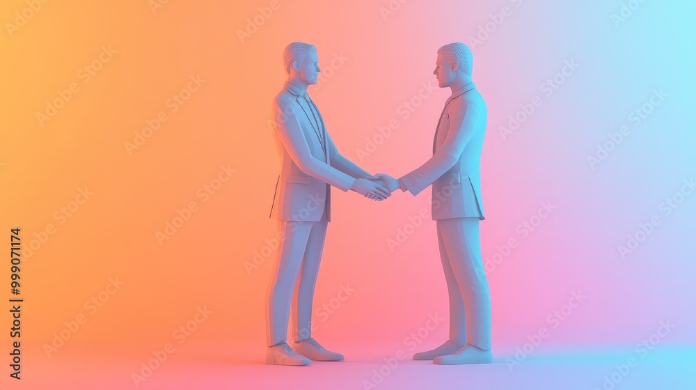 Two business men shaking hands in a colorful background. Two business men shaking hands in a colorful background.