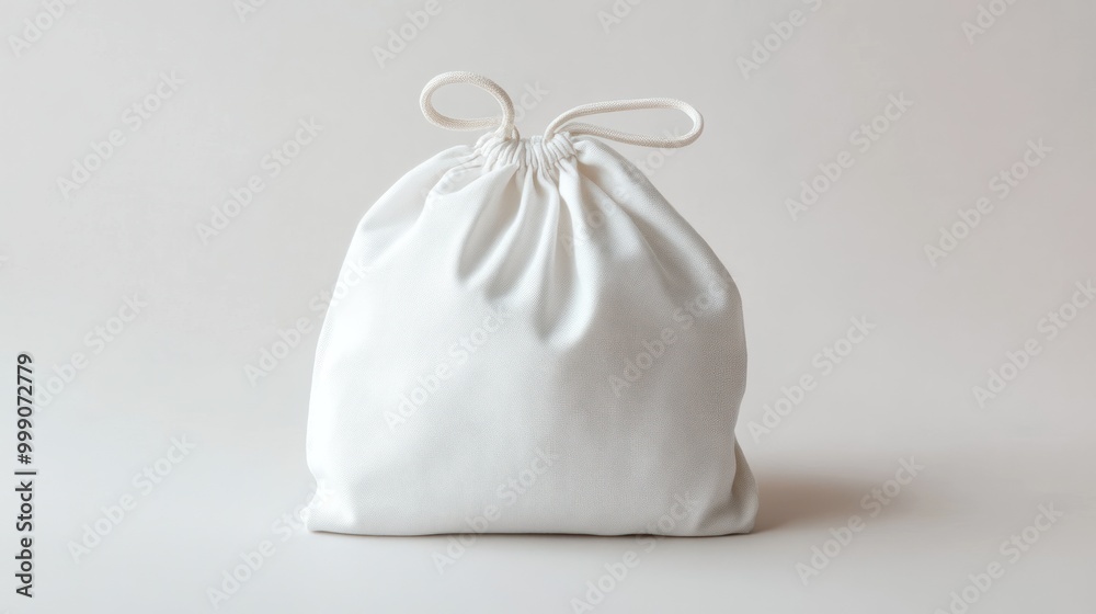 White drawstring bag isolated on a white background. White drawstring bag isolated on a white background.