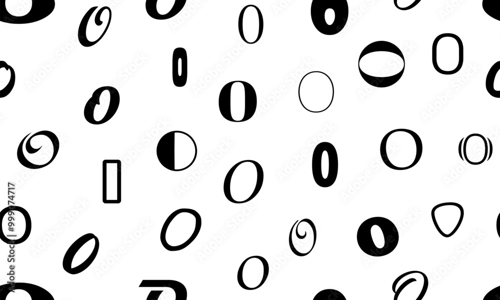 Vector seamless alphabet pattern with black bold latin letters. White repeatable unusual background. Fashion trendy design. Seamless black alphabet pattern on white. Letter o Vector seamless alphabet pattern with black bold latin letters. White repeatable unusual background. Fashion trendy design. Seamless black alphabet pattern on white. Letter o