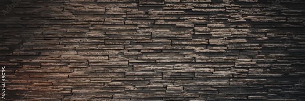 Close-up of a dark textured stone wall with layered bricks. Close-up of a dark textured stone wall with layered bricks.