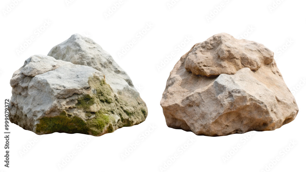 Mossy rock boulder shapes, isolated on a transparent background png Mossy rock boulder shapes, isolated on a transparent background png