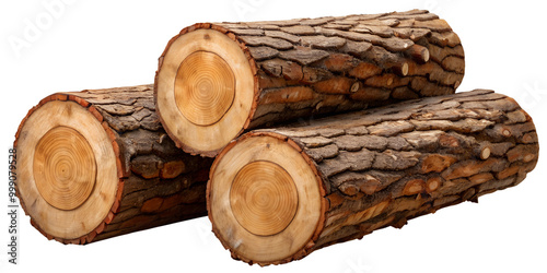 One cut log tree, isolated on a transparent background png