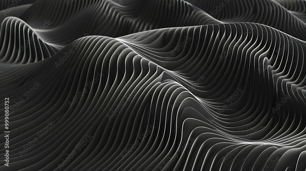 Abstract black and white wavy texture.