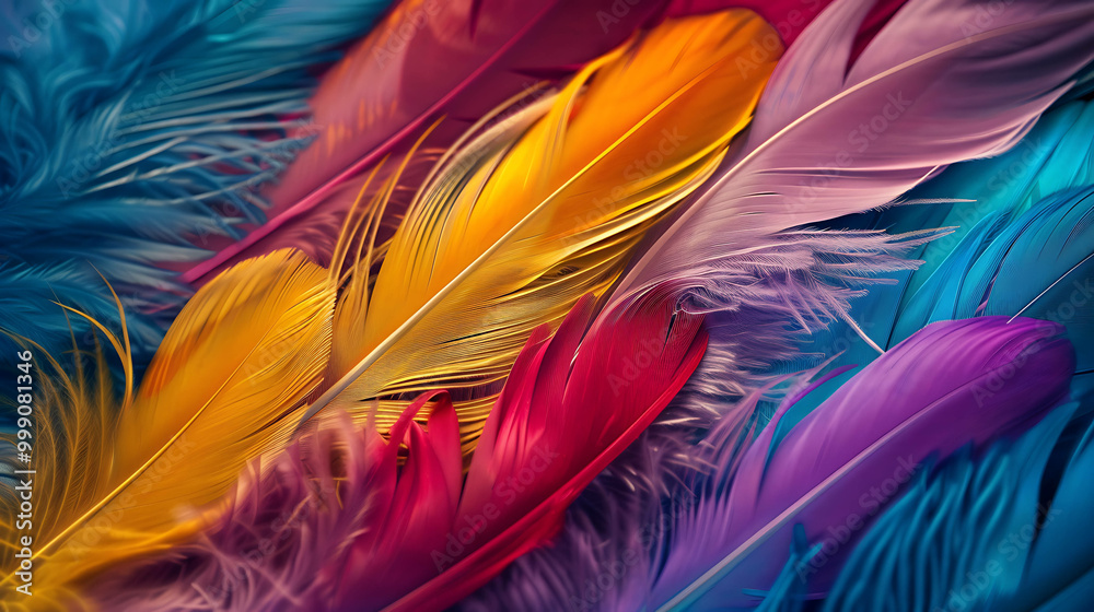 Obraz premium A close-up of vibrant, colorful feathers.